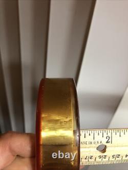 3. Vintage SOVILJ Brass Metalic Yellow Resin Bangle Bracelet 7 5/8, 108.4g