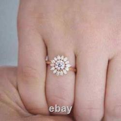 3CT Round-Cut VVS1 Moissanite Halo Vintage Wedding Ring 14k Yellow Gold Plated