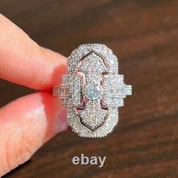 3CT Round Lab Created Diamond Vintage Style Weeding Ring 925 Silver Gold Plated