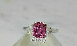 3Ct Cushion Cut Lab-Created Pink Sapphire Wedding Ring 14K White Gold Plated