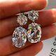 3ct Oval Cut Cubic Zirconia Drop &dangle Earrings Solid 14k White Gold Plated