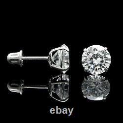 3Ct Real Moissanite Screw Back Stud Earrings 925 Sterling With Certification