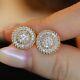 3ct Round Cut Simulated Moissanite Cluster Stud Earrings 14k Yellow Gold Plated