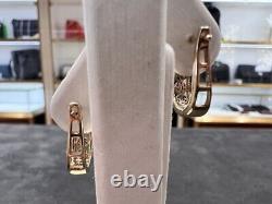 3Ct Round Simulated Diamond Women Huggie Hoop Earring 14K Two-Tone Gold Plated