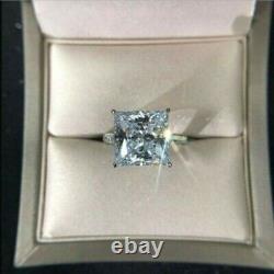 4CT Lab Created Princess Cut Diamond 14K White Gold Over Engagement Wedding Ring
