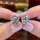 4ct Cushion Simulated Moissanite Solitaire Stud Earrings 14k White Gold Plated