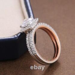 4Ct Round Cut Lab Created Diamond Engagement Wedding Bridal Ring Set 925 Silver