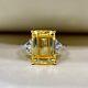 6 Ct Yellow Emerald Cut Simulated Vintage Wedding Ring 14k White Gold Plated