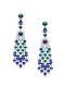 925 Silver Earrings Green Emerald, Sapphire Party Jewelry Chandelier Blue Oval