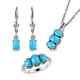 925 Silver Natural Turquoise Ring Size 9 Earrings Pendant Necklace Set Ct 4.1