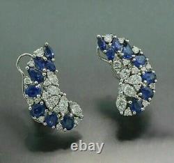 925 Sterling Silver 2.4 Ct Simulated Sapphire Pear Cut Women's Earrings