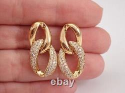 925 Sterling Silver 2 Ct Round Cut Simulated Chain Link Drop/Dangle Earrings