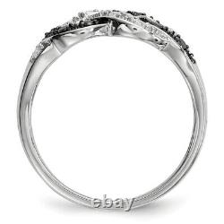 925 Sterling Silver Black White Diamond Ring