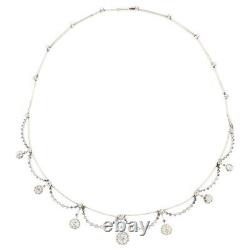 925 Sterling Silver CZ Necklace Vintage Style Handmade Wedding Bridal Jewelry