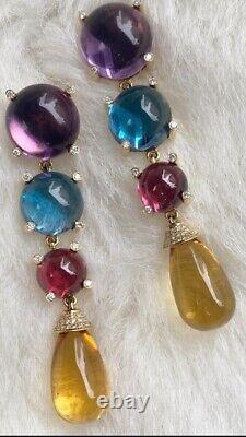925 Sterling Silver Earrings Cubic Zirconia Heritage Women Multi-Color Jewelry