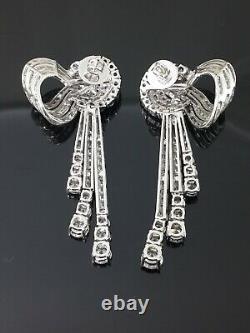 925 Sterling Silver Earrings Cubic Zirconia Vintage tyle Long Women