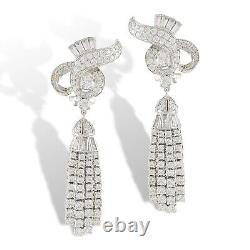 925 Sterling Silver Earrings Cubic Zirconia Vintage tyle Tassel Dangle