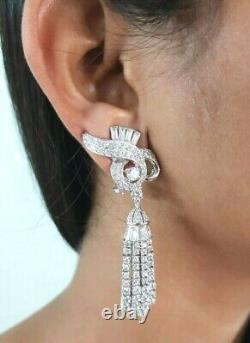 925 Sterling Silver Earrings Cubic Zirconia Vintage tyle Tassel Dangle