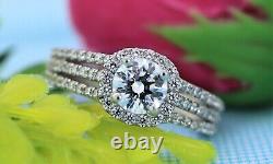 925 Sterling Silver Three Layer CZ Ring Trendy Women Vintage Wedding Jewelry