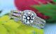 925 Sterling Silver Three Layer Cz Ring Trendy Women Vintage Wedding Jewelry