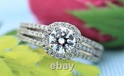 925 Sterling Silver Three Layer CZ Ring Trendy Women Vintage Wedding Jewelry