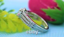 925 Sterling Silver Three Layer CZ Ring Trendy Women Vintage Wedding Jewelry