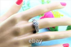 925 Sterling Silver Three Layer CZ Ring Trendy Women Vintage Wedding Jewelry