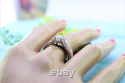 925 Sterling Silver Three Layer CZ Ring Trendy Women Vintage Wedding Jewelry