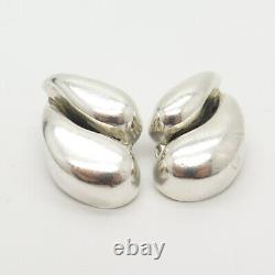 925 Sterling Silver Vintage Hollow Clip On Earrings