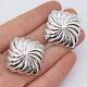 925 Sterling Silver Vintage Italy Ribbed Hollow Clip On Earrings