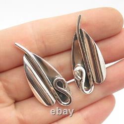 925 Sterling Silver Vintage Leaf Clip On Earrings