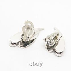 925 Sterling Silver Vintage Leaf Clip On Earrings