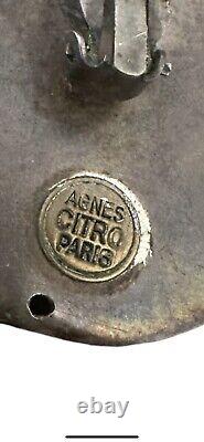 AGNES CITRO PARIS Vintage Silver Plt & Glass Bracelet & Clip On Earrings RARE