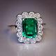 Alluring Retro Wedding Ring Vintage Jewelry 6.97ct Emerald & Round Cz Stone