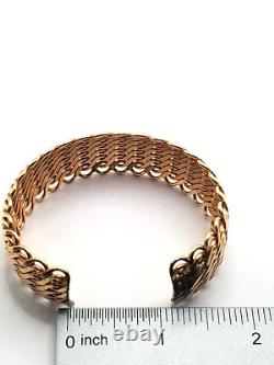 Antique Mesh Wire Gold Tone Cuff Bracelet Collectible Estate Wedding Jewelry