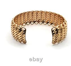 Antique Mesh Wire Gold Tone Cuff Bracelet Collectible Estate Wedding Jewelry
