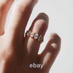 Antique Oval Cut Wedding Band Half Eternity Prongs Set, silver Matching Band