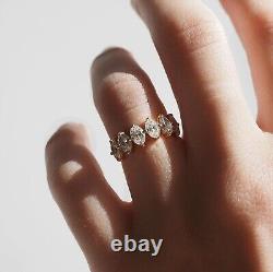 Antique Oval Cut Wedding Band Half Eternity Prongs Set, silver Matching Band