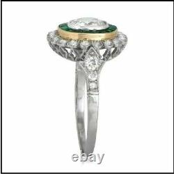 Art Deco 4.20 Ct White Diamond Antique Vintage Wedding Ring 925 Sterling Silver