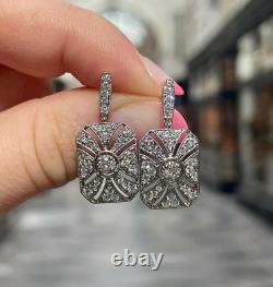 Art Deco Dangle Earrings for Women Vintage Style 925 Sterling Silver CZ. 80cent