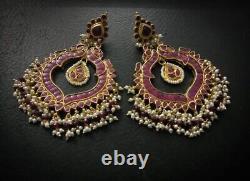 Chand Bali Kundan Earrings Bridal Jewelry Wedding Jewellery Statement Earrings