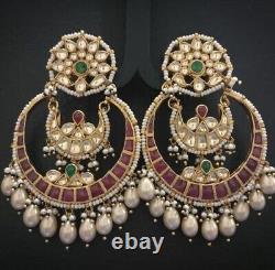 Chand Bali Kundan Earrings Bridal Jewelry Wedding Jewellery Statement Earrings