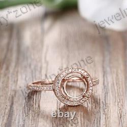 Diamond Jewelry Vintage Solid 14K Rose Gold Wedding Ring 7mm Round Semi Mount