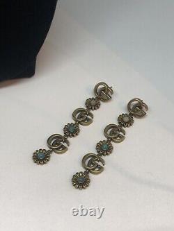 Double GG Vintage Flower Drop Dangle Drop Earrings, Necklace, Bracelet VTG