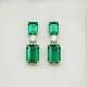Emerald Lab Created Emerald & Diamond Drop Dangle Earring 14k White Gold Plated