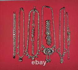 FOR CHARITY Vintage Rhinestone Necklace and Bracelet BLING 4 sets BRIDAL
