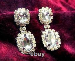 Fabulous White 13.30 CT CZ Vintage Inspired Crystal Bridal 935 Silver Earrings