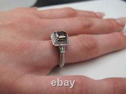 Features A Asscher Cut Coffee Color 1.23CT Topaz & White CZ Vintage Wedding Ring