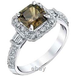 Features A Asscher Cut Coffee Color 1.23CT Topaz & White CZ Vintage Wedding Ring