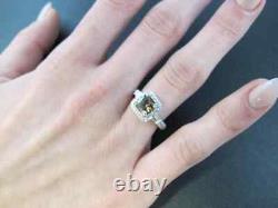 Features A Asscher Cut Coffee Color 1.23CT Topaz & White CZ Vintage Wedding Ring